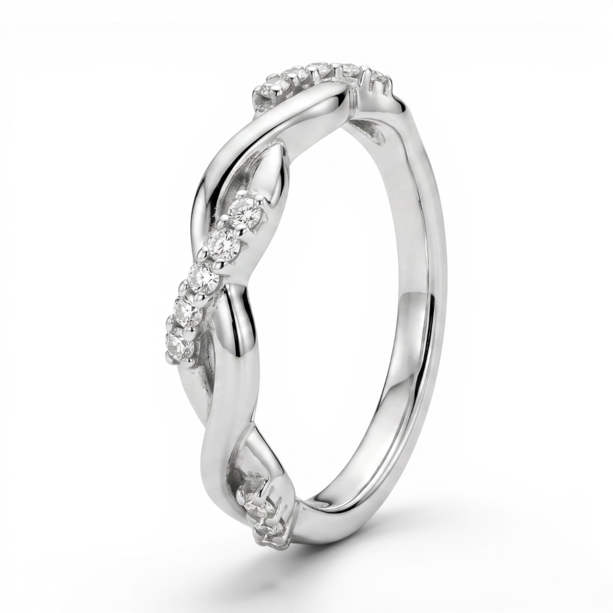 Waves Diamond Ring, Platinum
