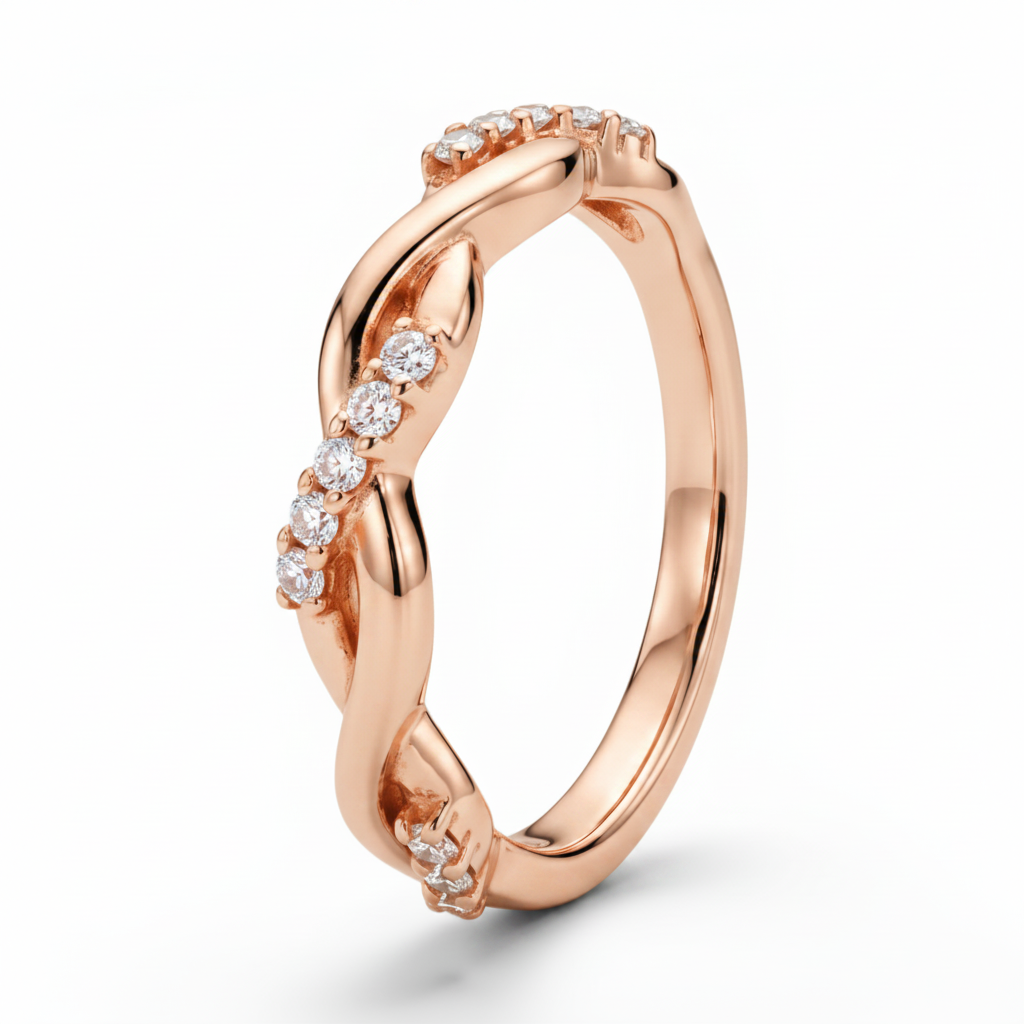 Waves Diamond Ring, 14K Rose Gold