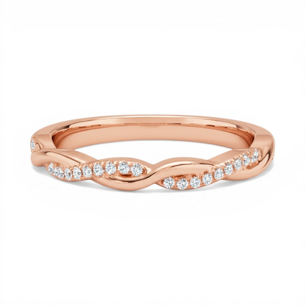 Waves Diamond Ring, 14K Rose Gold