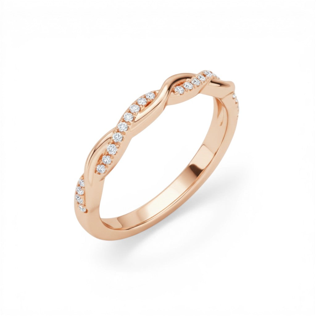 Waves Diamond Ring, 14K Rose Gold