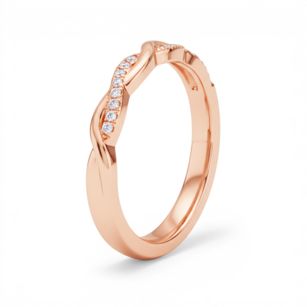 Waves Diamond Ring, 14K Rose Gold