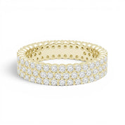 Three-Row Diamonds Pavé Ring, 14K Gold