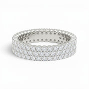 Three-Row Diamonds Pavé Ring, Platinum