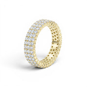 Three-Row Diamonds Pavé Ring, 14K Gold