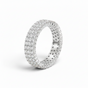 Three-Row Diamonds Pavé Ring, Platinum