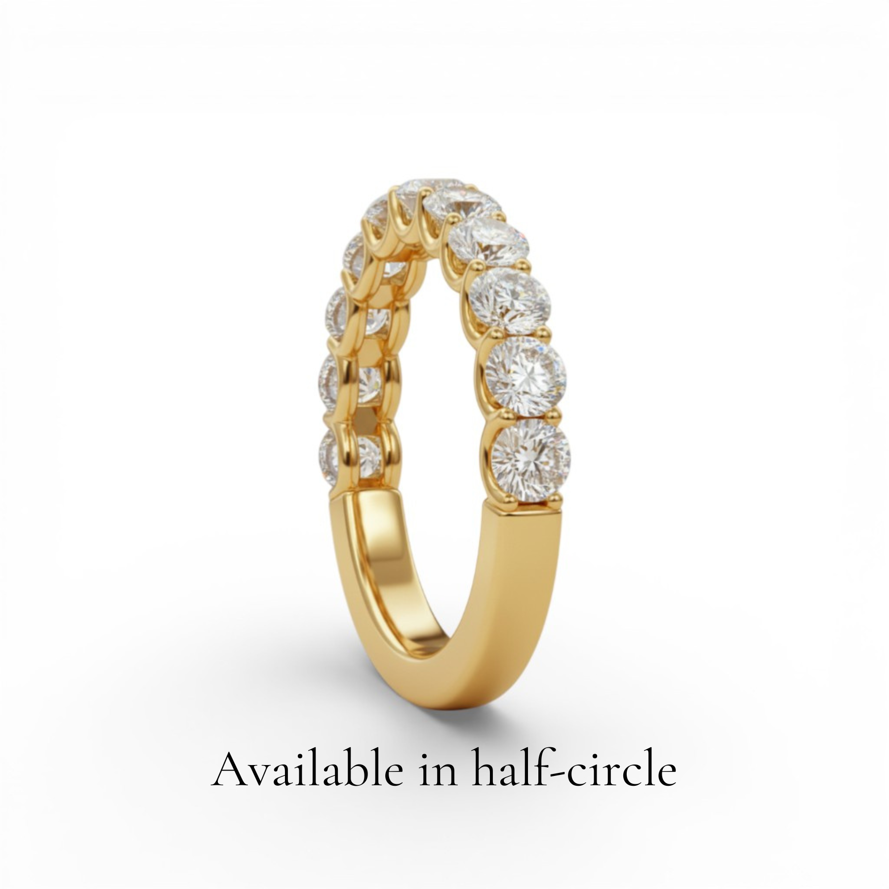 Demain La Ronde 14K gold half-circle eternity band with round cut lab-grown diamonds in a 3mm wide setting
