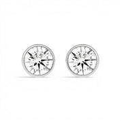 La Ronde® Bezel Diamond Stud Earrings, Sterling Silver