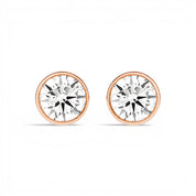 La Ronde® Bezel Diamond Stud Earrings, 14K Rose Gold