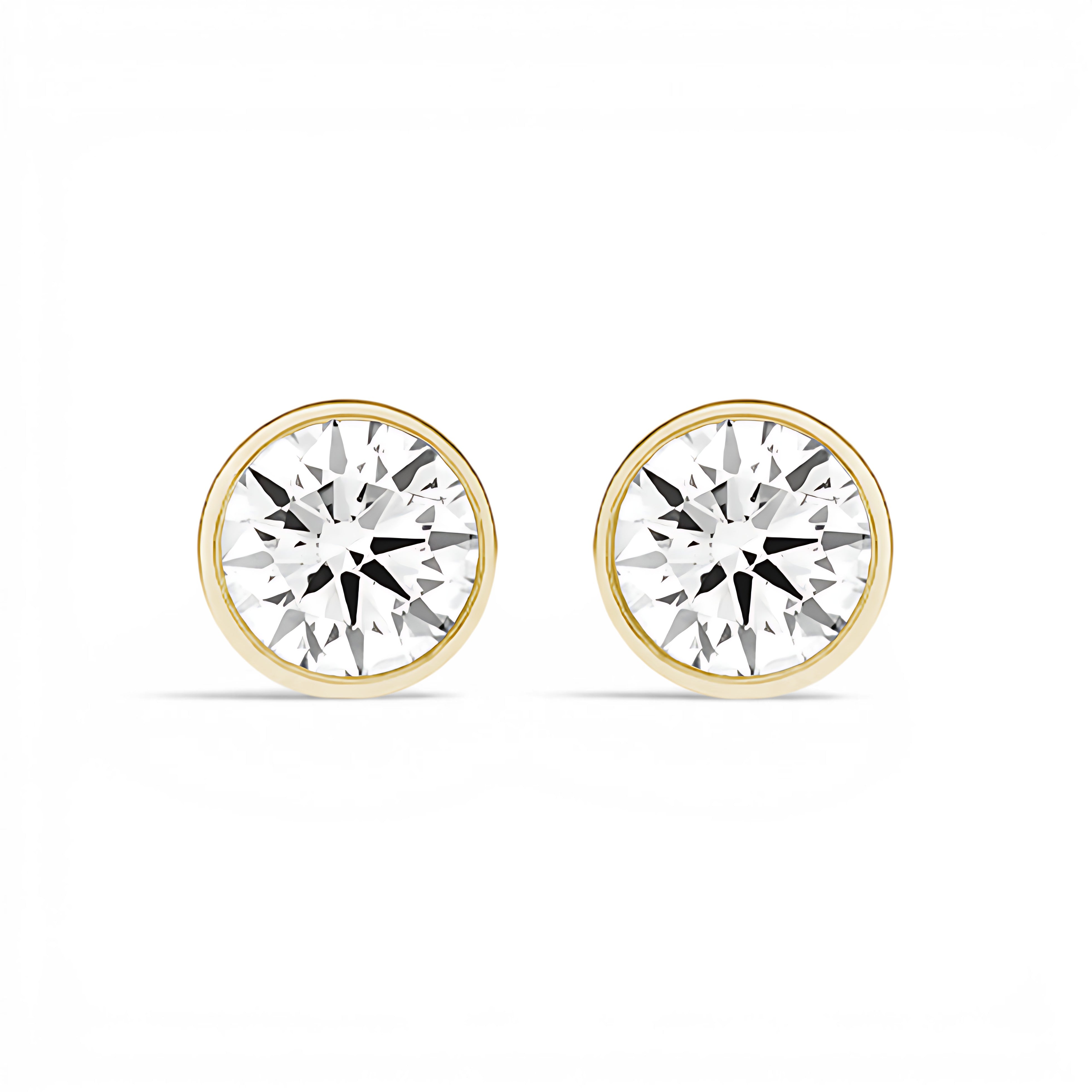 La Ronde® Bezel Diamond Stud Earrings, 14K Yellow Gold