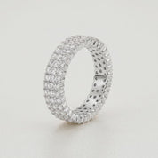 Three-Row Diamonds Pavé Ring, Platinum