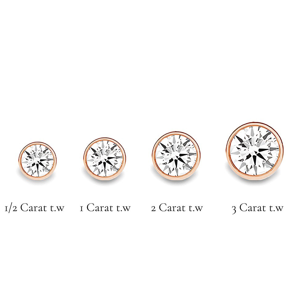 La Ronde® Bezel Diamond Stud Earrings, 14K Rose Gold
