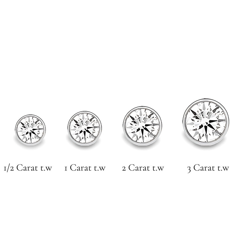 La Ronde® Bezel Diamond Stud Earrings, 14K White Gold