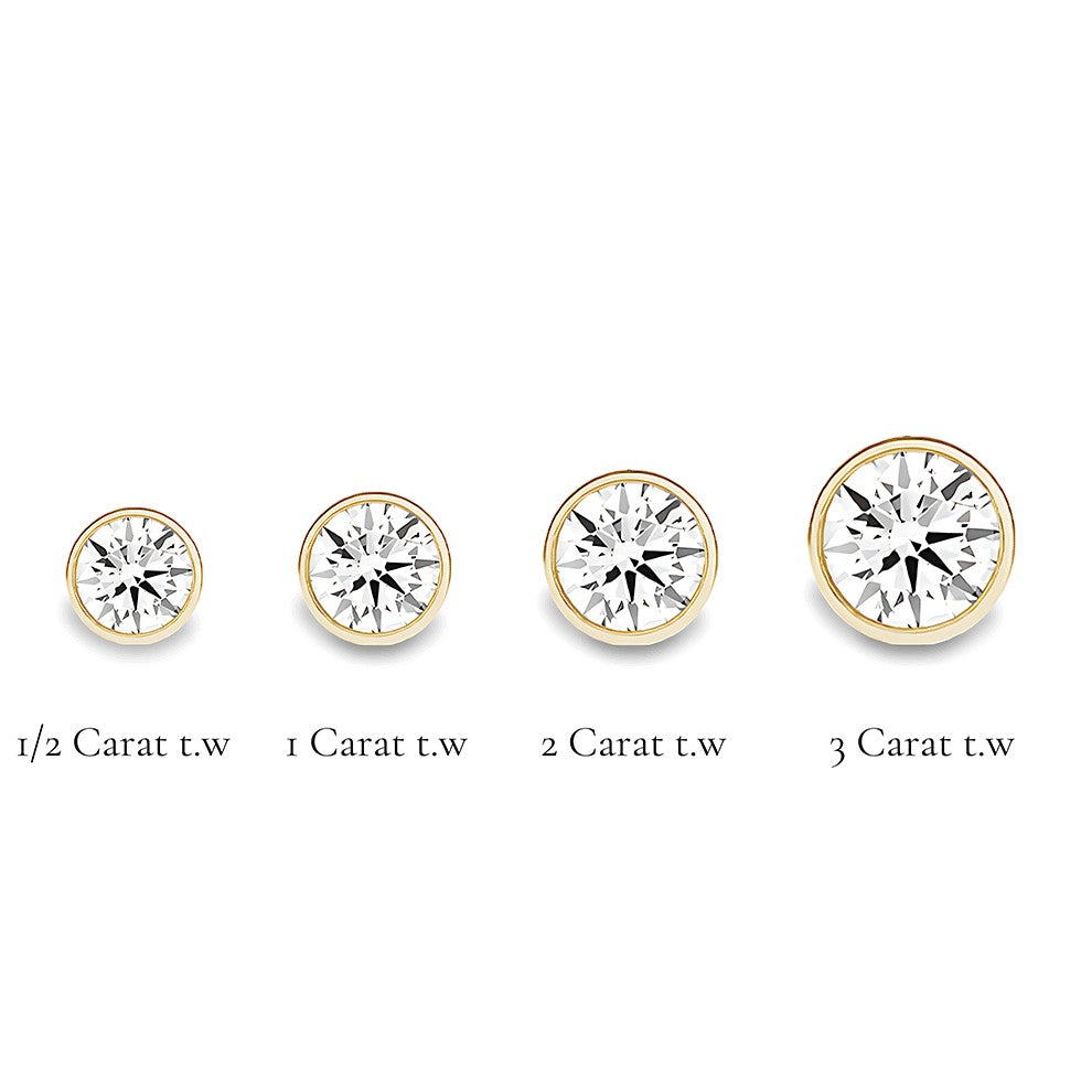 La Ronde® Bezel Diamond Stud Earrings, 14K Yellow Gold