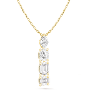 Mixed Four-Diamonds Pendant Necklace, Gold Vermeil
