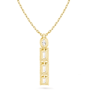 Mixed Four-Diamonds Pendant Necklace, Gold Vermeil